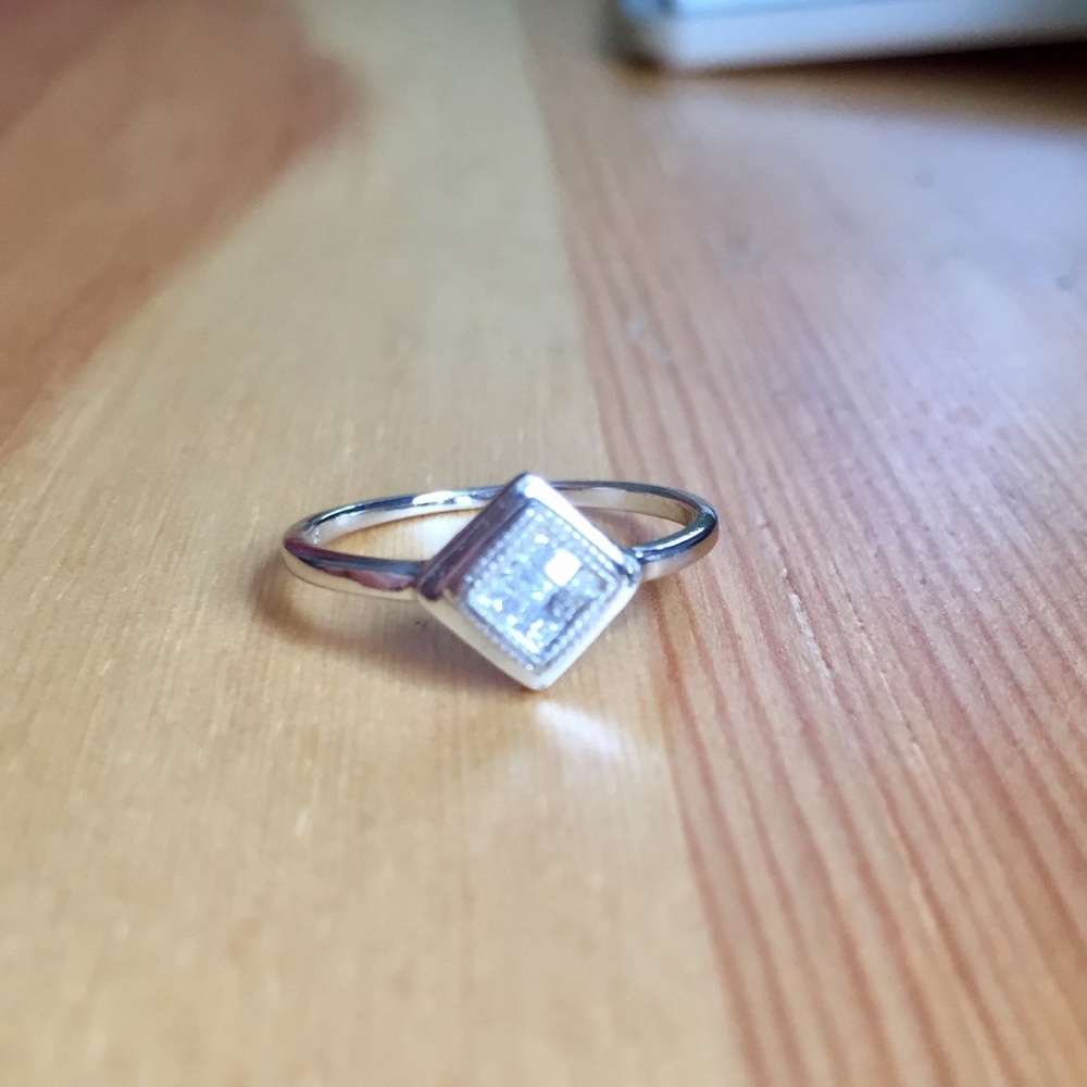10k White Gold Princess Cut Diamond Ring